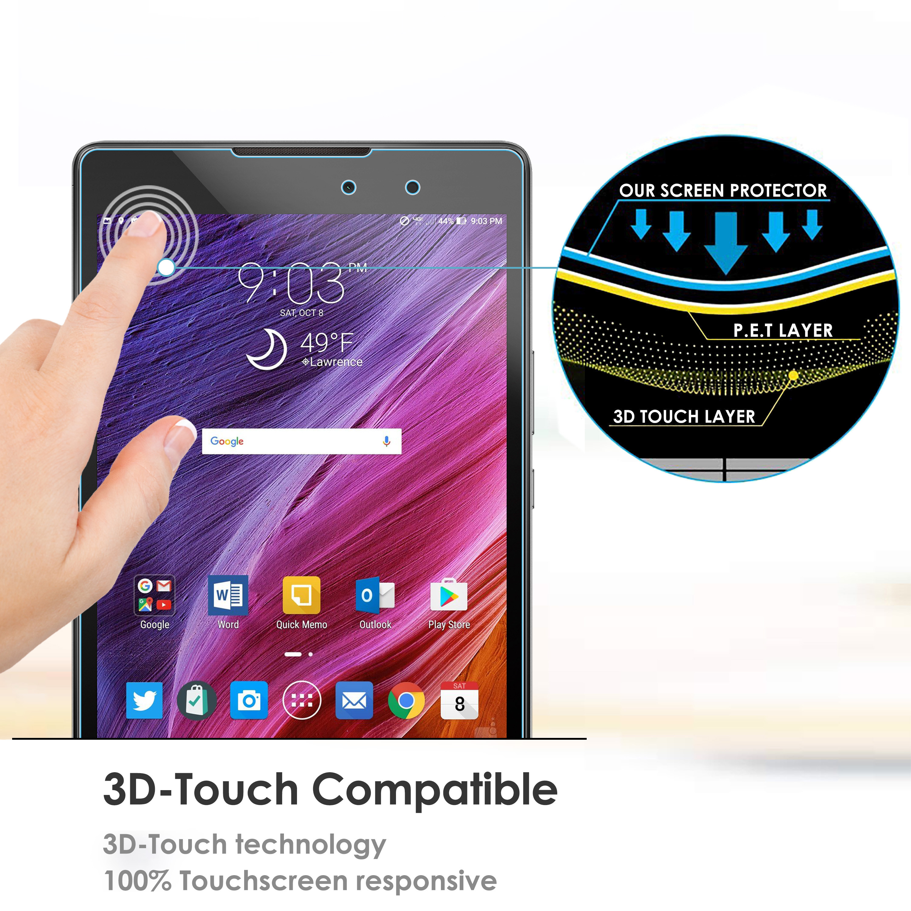 Anti-Shatter Tempered Glass Screen Protector f Verizon Asus ZenPad Z8 Z8s Tablet 